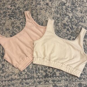 Women's Cream and Pink Crop Tops